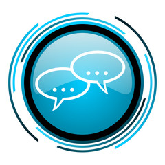 forum blue circle glossy icon