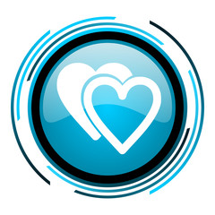 love blue circle glossy icon