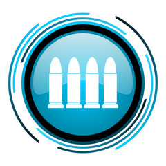 ammunition blue circle glossy icon