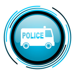 police blue circle glossy icon
