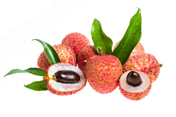 Isolated fresh lychees fruit