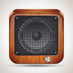 Wooden loudspeaker vector icon