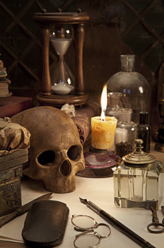 alchemy still life with skull