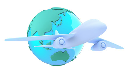 飛行機と地球（水色） - 52527235