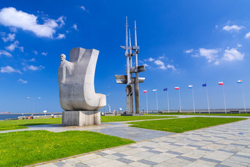 Fototapeta premium Joseph Conrad monument in Gdynia at Baltic Sea, Poland