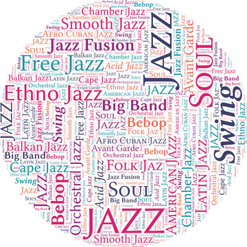 Jazz Music Concept Vector Word Cloud on white background