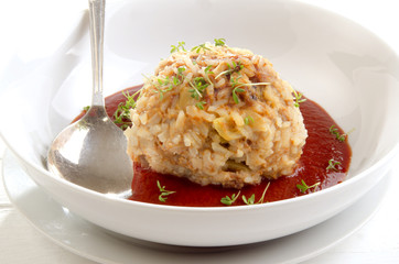 meatball cooked with rice