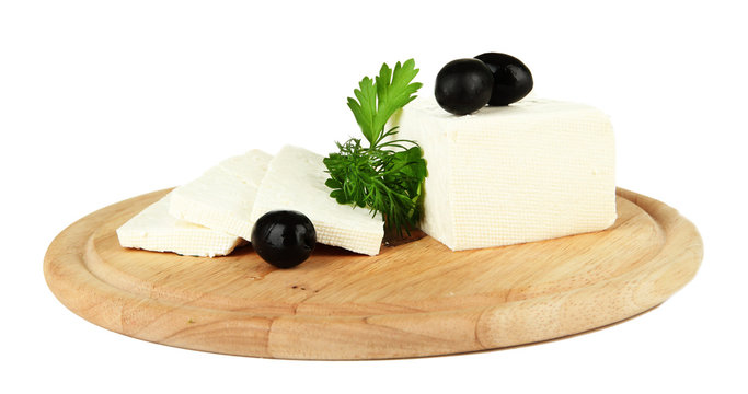Sheep milk cheese with black olives, parsley and dill