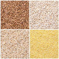 collage of different kinds groats
