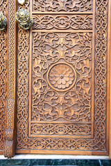 Detail of old engraved wooden