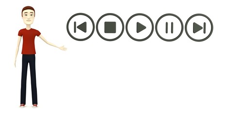 3d render of cartoon character with player symbols