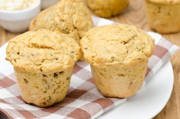 snack muffins with dried peppers and onions on a plate