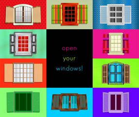 colorful windows, abstract composition, background