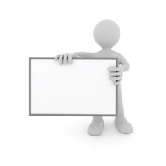 Little man with sign