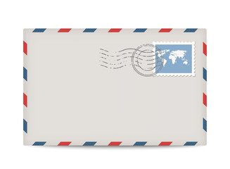 Vector postage envelope with stamp - obrazy, fototapety, plakaty