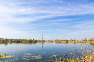 City suburbs and swamps, marsh, lake
