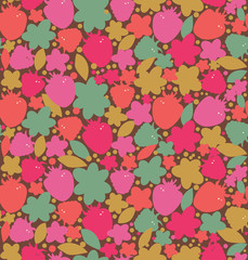 Seamless floral background with berries, flowers