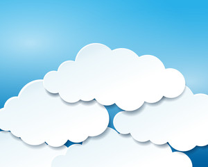 Beautiful blue sky with paper clouds