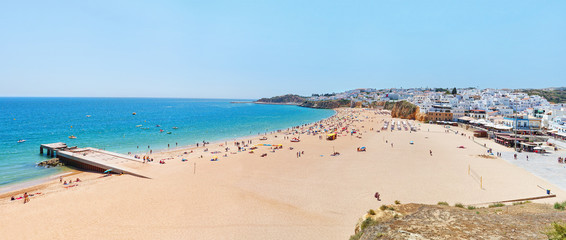 Wonderful summer panorama of sea and beach in Albufeira. Portuga