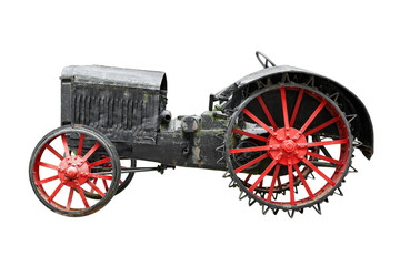 Fototapeta na wymiar vintage tractor isolated on white background
