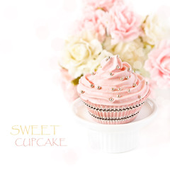 Pink cupcake.