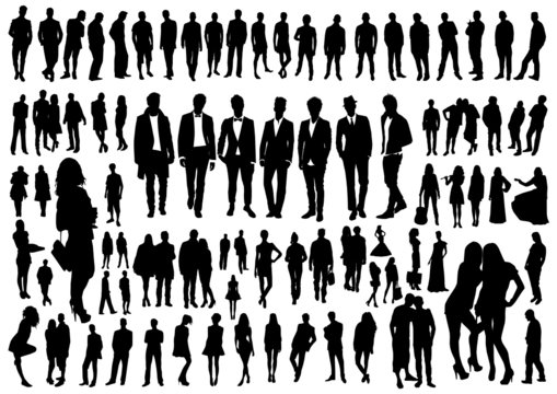 Set of people silhouettes