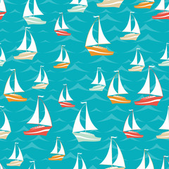 Retro seamless travel pattern of yacht.