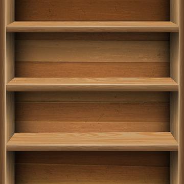 Wooden shelves background