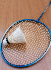badminton racket and shuttlecock