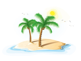 Palm beach on a sand island