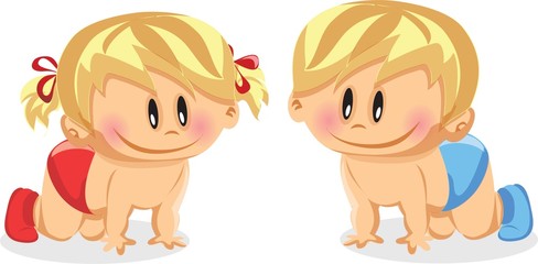 Векторная иллюстрация мальчика и девочку