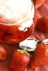 Strawberries in syrup and sour cream.