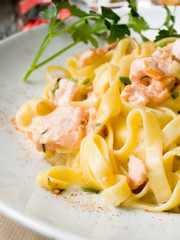 tasty pasta with salmon