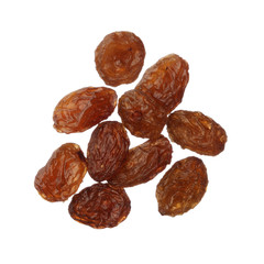 Raisins isolated on white background, close up