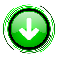 arrow down green circle glossy icon