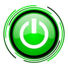 power green circle glossy icon