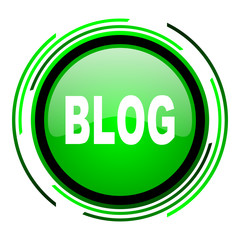 blog green circle glossy icon