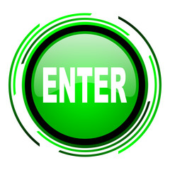 enter green circle glossy icon