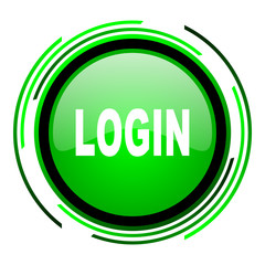 login green circle glossy icon