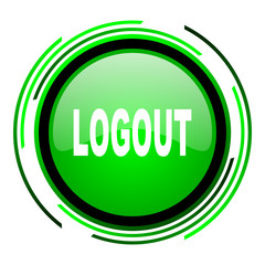 logout green circle glossy icon