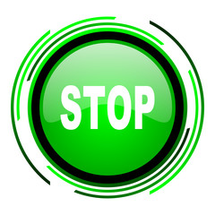 stop green circle glossy icon