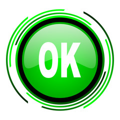 ok green circle glossy icon