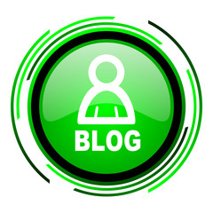blog green circle glossy icon