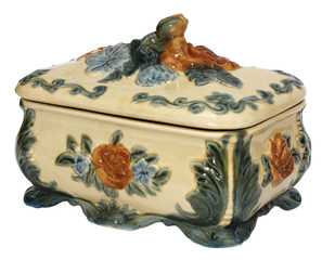 ceramic jewelry box, isolated