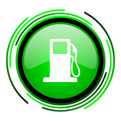 fuel green circle glossy icon