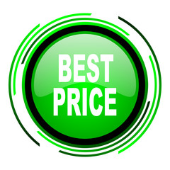 best price green circle glossy icon