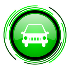 car green circle glossy icon