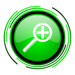 magnification green circle glossy icon