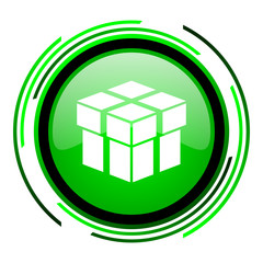 box green circle glossy icon