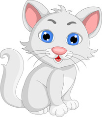 cute white cat cartoon expression
